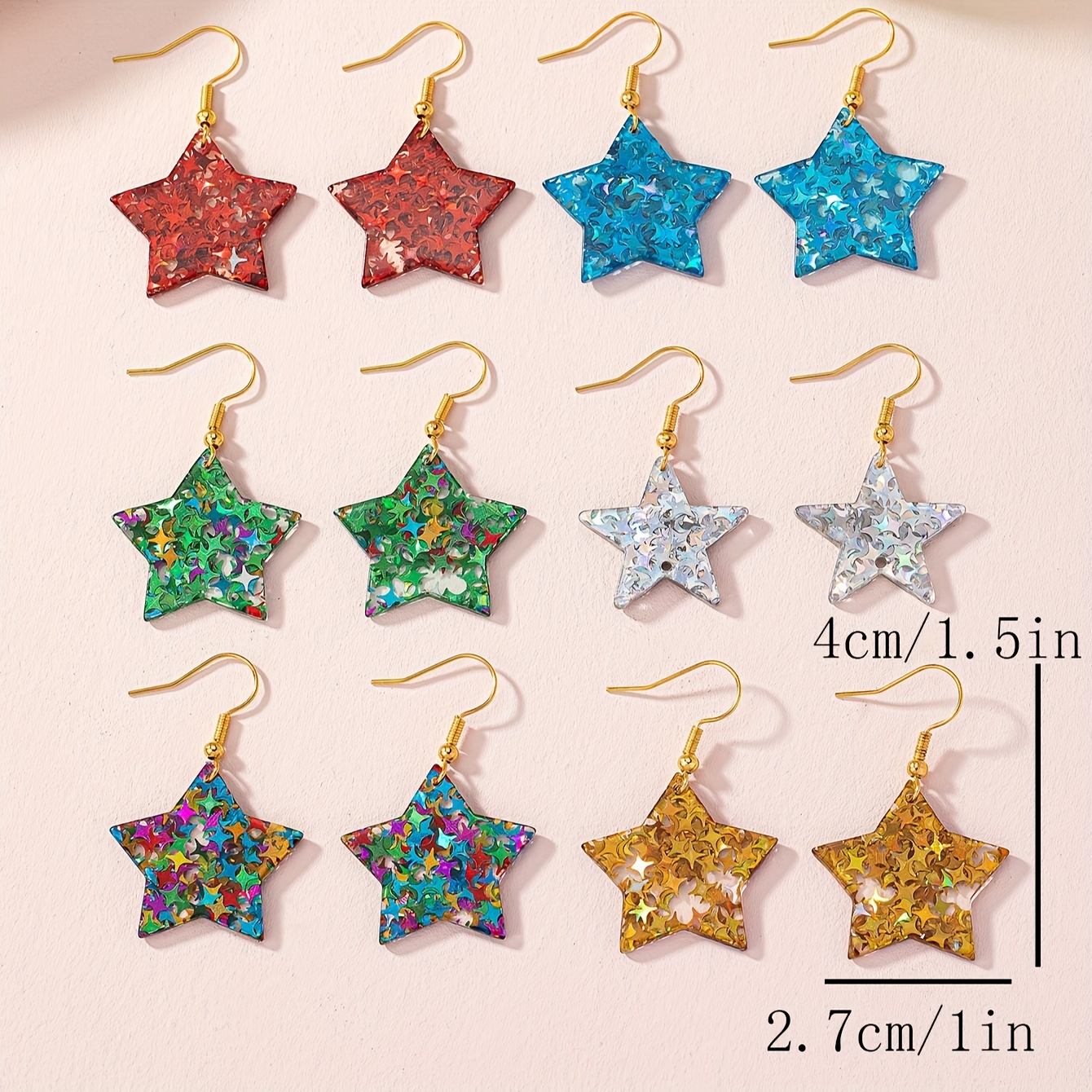 Women's Sparkling Pentagram Pendant Earrings — Cute & Versatile